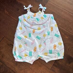 Lullaby Lane Girls 0-3 Months Summer Romper Outfit Popcicles White